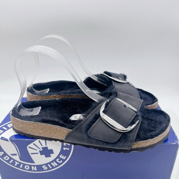 BIRKENSTOCK Madrid Big Buckle Sandal Shearling Black Womens EU 41 US 10- 10.5 - Picture 5 of 13